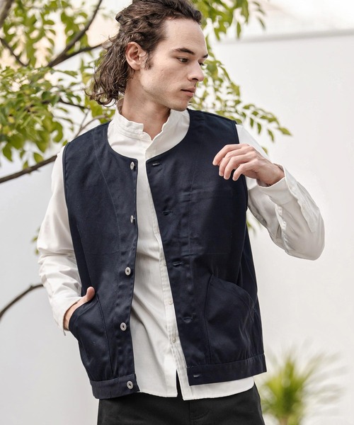 CAMBIO（カンビオ）の「mcg3777-ラウンドネックワークベスト(BP-BFS0095)（ベスト・メンズ・ブラック/カーキ/ネイビー・S/M/L）」の3枚目の写真