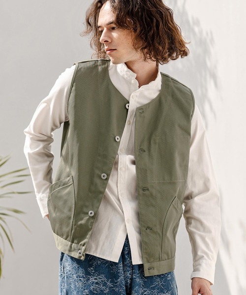 CAMBIO（カンビオ）の「mcg3777-ラウンドネックワークベスト(BP-BFS0095)（ベスト・メンズ・ブラック/カーキ/ネイビー・S/M/L）」の4枚目の写真