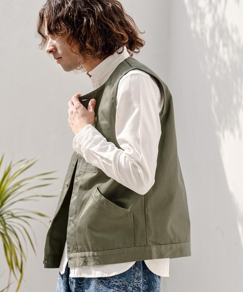 CAMBIO（カンビオ）の「mcg3777-ラウンドネックワークベスト(BP-BFS0095)（ベスト・メンズ・ブラック/カーキ/ネイビー・S/M/L）」の5枚目の写真