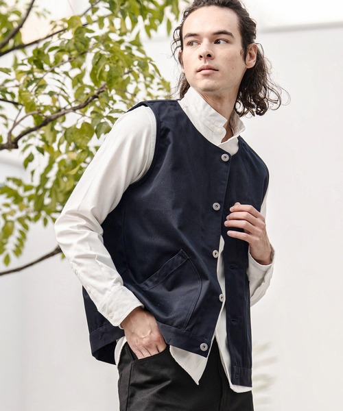 CAMBIO（カンビオ）の「mcg3777-ラウンドネックワークベスト(BP-BFS0095)（ベスト・メンズ・ブラック/カーキ/ネイビー・S/M/L）」の9枚目の写真