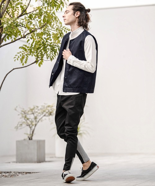 CAMBIO（カンビオ）の「mcg3777-ラウンドネックワークベスト(BP-BFS0095)（ベスト・メンズ・ブラック/カーキ/ネイビー・S/M/L）」の10枚目の写真