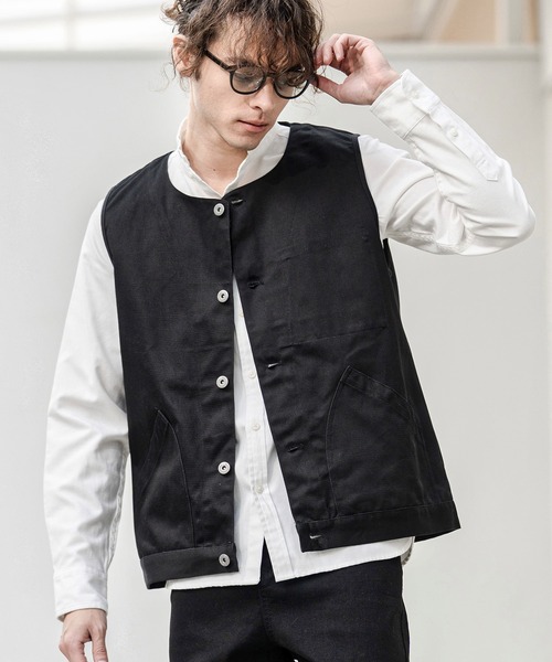 CAMBIO（カンビオ）の「mcg3777-ラウンドネックワークベスト(BP-BFS0095)（ベスト・メンズ・ブラック/カーキ/ネイビー・S/M/L）」の12枚目の写真