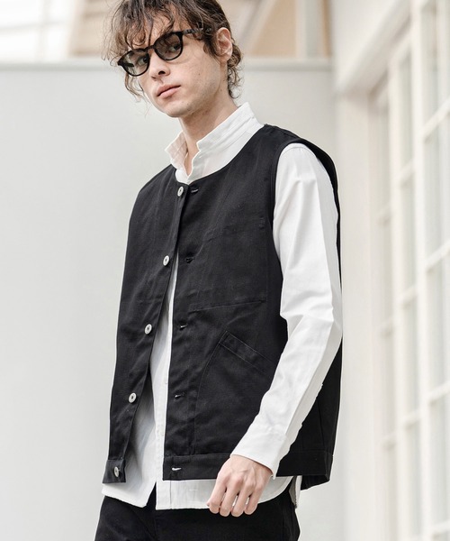 CAMBIO（カンビオ）の「mcg3777-ラウンドネックワークベスト(BP-BFS0095)（ベスト・メンズ・ブラック/カーキ/ネイビー・S/M/L）」の13枚目の写真