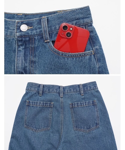 Re:EDIT（リエディ）の「[DENIM COLLECTION][低身長/高身長サイズ有]コットンブレンドセミフレアデニムパンツ（デニムパンツ・レディース・ブラック/ブルー・SHORT/MEDIUM/TALL/LARGE）」の22枚目の写真