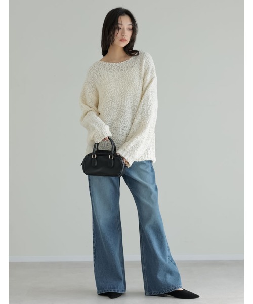 Re:EDIT（リエディ）の「[DENIM COLLECTION][低身長/高身長サイズ有]コットンブレンドセミフレアデニムパンツ（デニムパンツ・レディース・ブラック/ブルー・SHORT/MEDIUM/TALL/LARGE）」の17枚目の写真