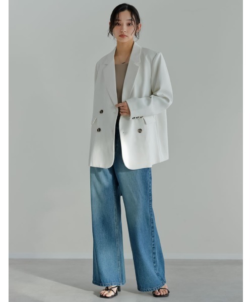Re:EDIT（リエディ）の「[DENIM COLLECTION][低身長/高身長サイズ有]コットンブレンドセミフレアデニムパンツ（デニムパンツ・レディース・ブラック/ブルー・SHORT/MEDIUM/TALL/LARGE）」の20枚目の写真