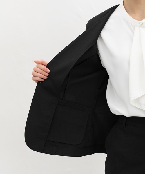 Honeys(ハニーズ)の「【ストレッチ・ウォッシャブル・イージーケア・接触冷感】8分袖カラーレスジャケット(ノーカラージャケット・レディース・杢グレー/ライトグレー系/ネイビー/ブラック/ベージュ・LL/3L/S/M/L)」の13枚目の写真