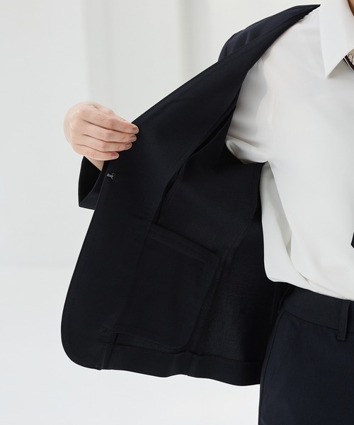 Honeys(ハニーズ)の「【ストレッチ・ウォッシャブル・イージーケア・接触冷感】8分袖カラーレスジャケット(ノーカラージャケット・レディース・杢グレー/ライトグレー系/ネイビー/ブラック/ベージュ・LL/3L/S/M/L)」の17枚目の写真