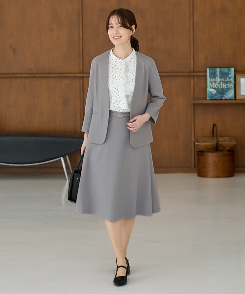 Honeys(ハニーズ)の「【ストレッチ・ウォッシャブル・イージーケア・接触冷感】8分袖カラーレスジャケット(ノーカラージャケット・レディース・杢グレー/ライトグレー系/ネイビー/ブラック/ベージュ・LL/3L/S/M/L)」の18枚目の写真