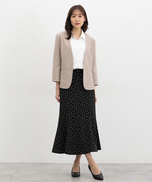 Honeys(ハニーズ)の「【ストレッチ・ウォッシャブル・イージーケア・接触冷感】8分袖カラーレスジャケット(ノーカラージャケット・レディース・杢グレー/ライトグレー系/ネイビー/ブラック/ベージュ・LL/3L/S/M/L)」の22枚目の写真