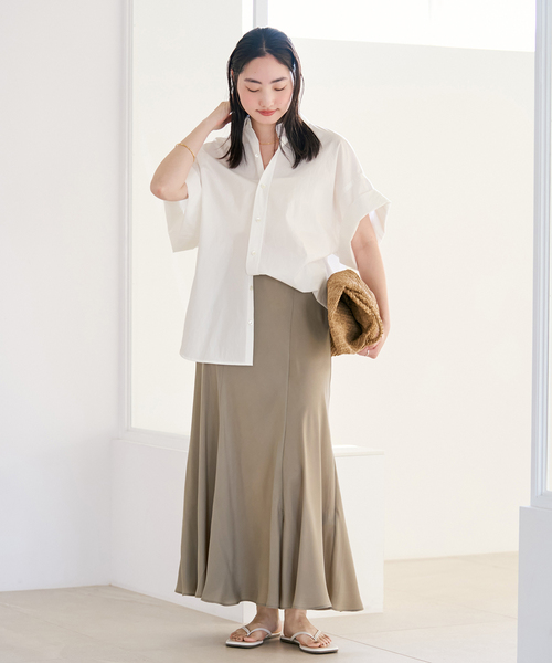 Plage Washable Fibril Drape スカート 38 白系 追加》Washable Fibril Drape スカート（ロング・マキシ丈スカート