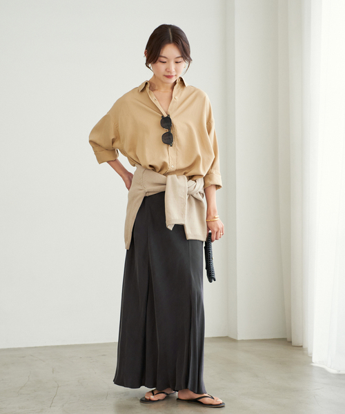 【Plage】Washable Fibril ロングスカート 34 ブラウン plage（プラージュ） スカート 「追加」Washable Fibril ロング