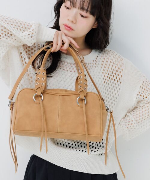 RETRO GIRL(レトロガール)の「レースアップハンドルBAG(ショルダーバッグ・レディース・ブラック/オフホワイト/ベージュ・ONE SIZE)」の3枚目の写真