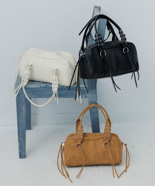 RETRO GIRL(レトロガール)の「レースアップハンドルBAG(ショルダーバッグ・レディース・ブラック/オフホワイト/ベージュ・ONE SIZE)」の4枚目の写真