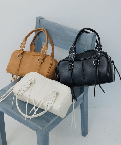 RETRO GIRL(レトロガール)の「レースアップハンドルBAG(ショルダーバッグ・レディース・ブラック/オフホワイト/ベージュ・ONE SIZE)」の5枚目の写真