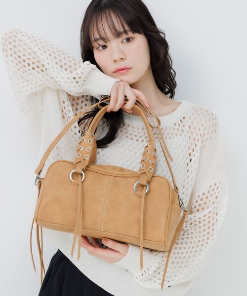 RETRO GIRL(レトロガール)の「レースアップハンドルBAG(ショルダーバッグ・レディース・ブラック/オフホワイト/ベージュ・ONE SIZE)」の7枚目の写真