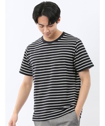 【ストレッチ ロンＴ インナー】m.f.エディトリアル メンズ ボーダー クルーネック 半袖 Tシャツ