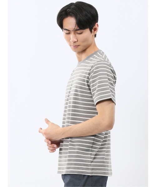 m.f.editorial(エムエフエディトリアル)の「【ストレッチ ロンT インナー】m.f.エディトリアル メンズ ボーダー クルーネック 半袖 Tシャツ(Tシャツ/カットソー・メンズ・ネイビー/グレー系その他2・MEDIUM/LARGE/X-LARGE)」の21枚目の写真