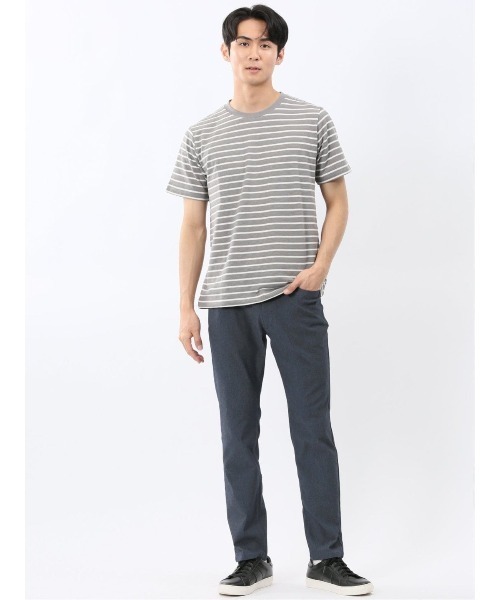 m.f.editorial(エムエフエディトリアル)の「【ストレッチ ロンT インナー】m.f.エディトリアル メンズ ボーダー クルーネック 半袖 Tシャツ(Tシャツ/カットソー・メンズ・ネイビー/グレー系その他2・MEDIUM/LARGE/X-LARGE)」の4枚目の写真
