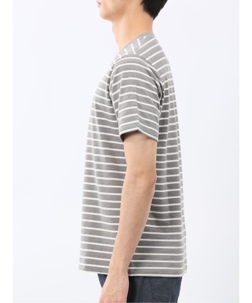 m.f.editorial(エムエフエディトリアル)の「【ストレッチ ロンT インナー】m.f.エディトリアル メンズ ボーダー クルーネック 半袖 Tシャツ(Tシャツ/カットソー・メンズ・ネイビー/グレー系その他2・MEDIUM/LARGE/X-LARGE)」の6枚目の写真