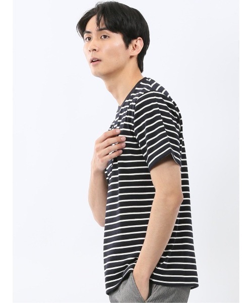 m.f.editorial(エムエフエディトリアル)の「【ストレッチ ロンT インナー】m.f.エディトリアル メンズ ボーダー クルーネック 半袖 Tシャツ(Tシャツ/カットソー・メンズ・ネイビー/グレー系その他2・MEDIUM/LARGE/X-LARGE)」の11枚目の写真