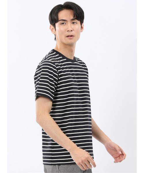 m.f.editorial(エムエフエディトリアル)の「【ストレッチ ロンT インナー】m.f.エディトリアル メンズ ボーダー クルーネック 半袖 Tシャツ(Tシャツ/カットソー・メンズ・ネイビー/グレー系その他2・MEDIUM/LARGE/X-LARGE)」の13枚目の写真
