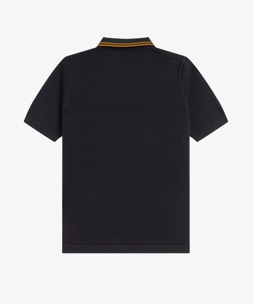 FRED PERRY(フレッドペリー)の「Pointelle Knitted Shirt/ポインテールニットポロシャツ(ポロシャツ・メンズ・ブラック/ベージュ・L/M/S)」の4枚目の写真