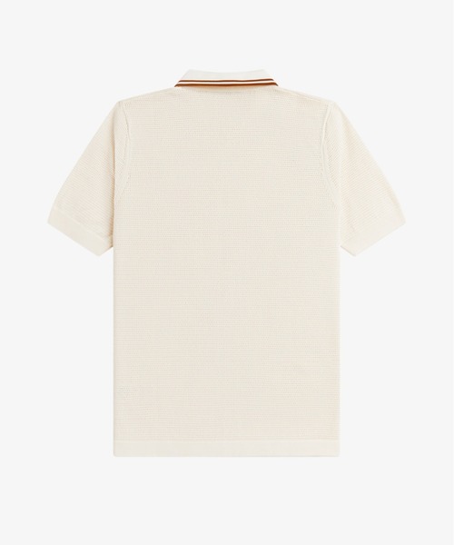 FRED PERRY(フレッドペリー)の「Pointelle Knitted Shirt/ポインテールニットポロシャツ(ポロシャツ・メンズ・ブラック/ベージュ・L/M/S)」の6枚目の写真