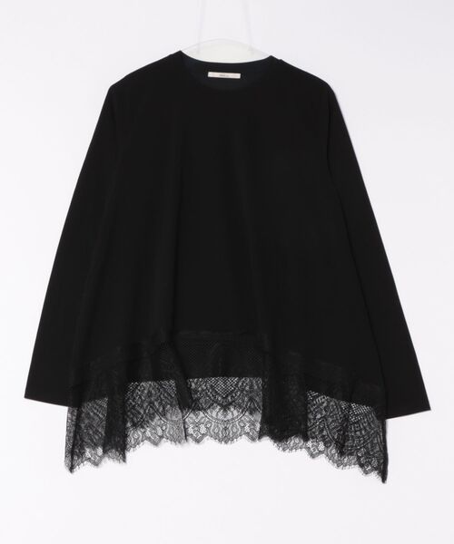 Droite lautreamont（ドロワットロートレアモン）の「裾レーストップス≪手洗い可能≫（Tシャツ/カットソー・レディース・オフホワイト/ブラック・M）」の2枚目の写真