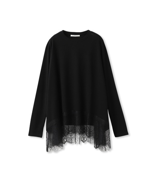 Droite lautreamont（ドロワットロートレアモン）の「裾レーストップス≪手洗い可能≫（Tシャツ/カットソー・レディース・オフホワイト/ブラック・M）」の3枚目の写真
