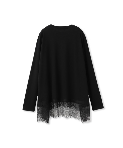 Droite lautreamont（ドロワットロートレアモン）の「裾レーストップス≪手洗い可能≫（Tシャツ/カットソー・レディース・オフホワイト/ブラック・M）」の4枚目の写真