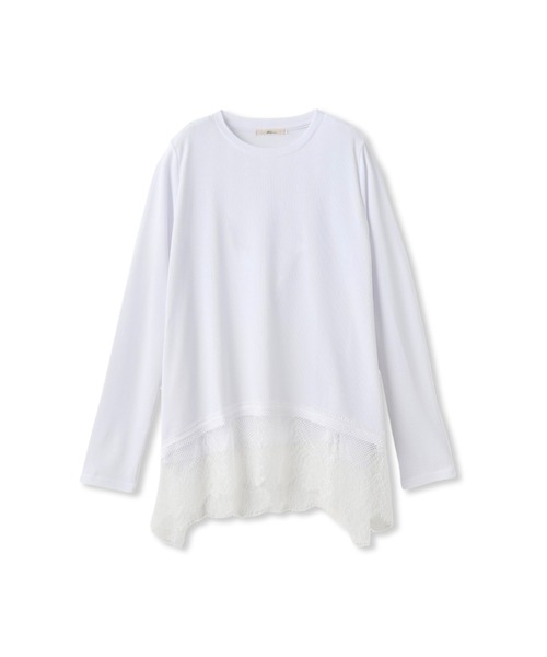 Droite lautreamont（ドロワットロートレアモン）の「裾レーストップス≪手洗い可能≫（Tシャツ/カットソー・レディース・オフホワイト/ブラック・M）」の9枚目の写真