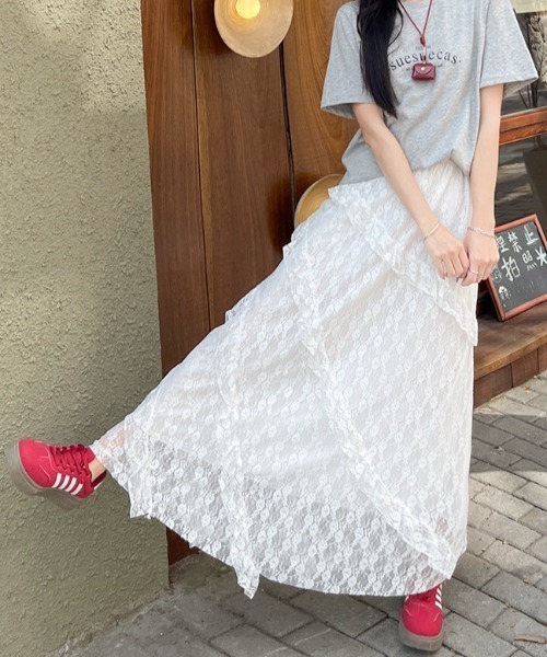 PIN(ピン)の「レースティアードスカート(スカート・レディース・ホワイト系1/ホワイト系2・S/M/L)」の5枚目の写真