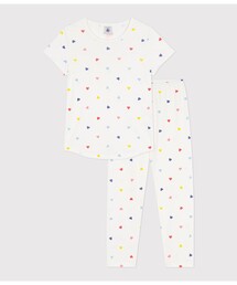 PETIT BATEAU | ハートプリント 半袖長ズボンパジャマ(ルームウェア/パジャマ)