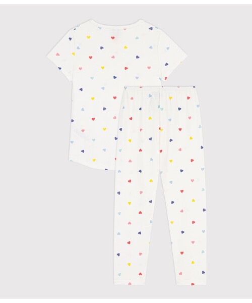 PETIT BATEAU(プチバトー)の「ハートプリント 半袖長ズボンパジャマ(ルームウェア/パジャマ・キッズ・ホワイト系その他・12YEAR/10YEAR/8YEAR/6YEAR)」の3枚目の写真