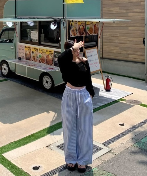 FAVORITO(ファヴォリート)の「ストライプワイドパンツ(その他パンツ・レディース・ピンク/ブルー・F)」の8枚目の写真