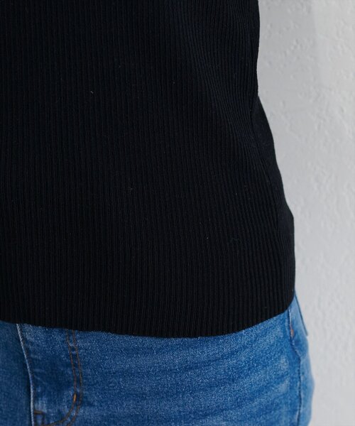 natural couture（ナチュラルクチュール）の「配色衿付き6分袖リブニット（カーディガン/ボレロ・レディース・ブラック/アイボリー/ネイビー/モカ・FREE）」の21枚目の写真