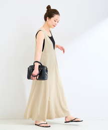 Simplicite（サンプリシテ）の「ウォッシャブル / セルロースカルゼVネックジャンパースカート（ジャンパースカート）」