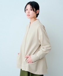 IEDIT（イディット）の「ＩＥＤＩＴ　プチハイネックで顔まわり華やぐ　ラメダンボール素材のバックフレアーブルゾン（ブルゾン）」