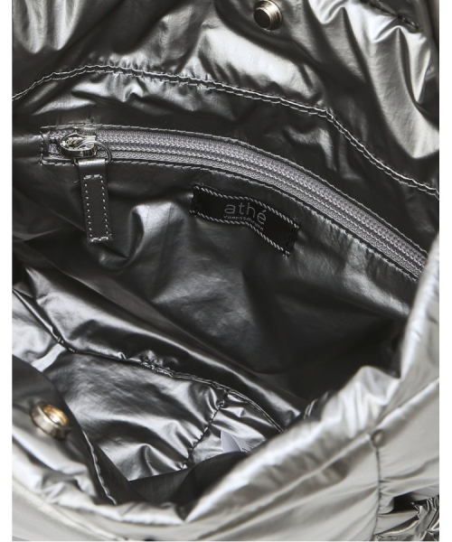 athe（アテ）の「[RUBAN] グロッシーグレーリボンバックパック兼ショルダーバッグ MINI AABA6E940G2（ショルダーバッグ・レディース・シルバーグレー・FREE）」の5枚目の写真
