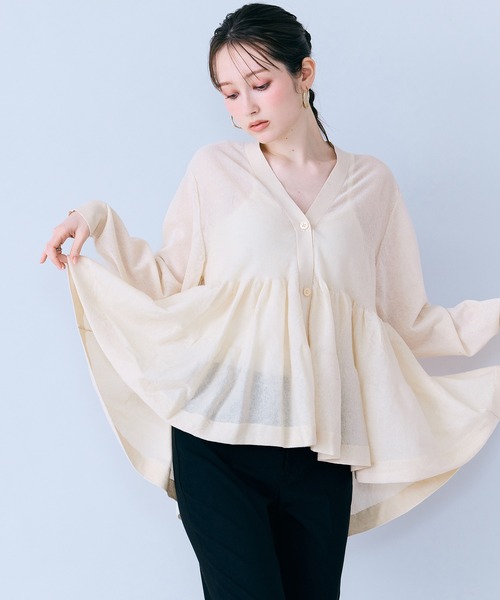 Audie a Muses(オーディアミューズ)の「シアーティアードニットカーディガン(カーディガン/ボレロ・レディース・ブラック/ベージュ・FREE)」の20枚目の写真