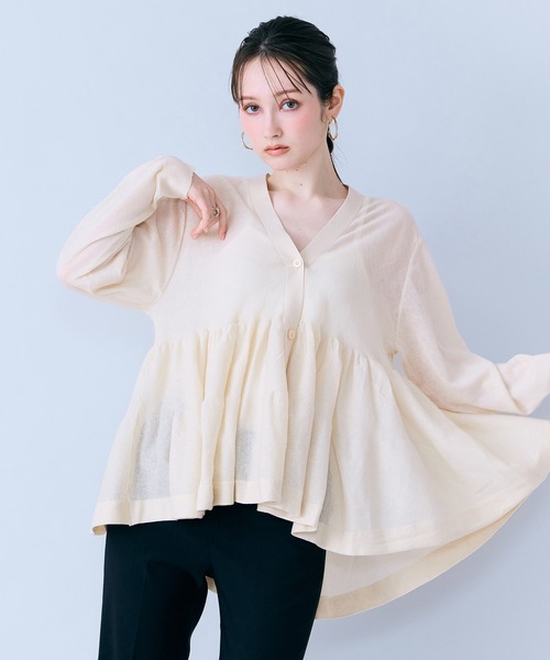 Audie a Muses(オーディアミューズ)の「シアーティアードニットカーディガン(カーディガン/ボレロ・レディース・ブラック/ベージュ・FREE)」の19枚目の写真