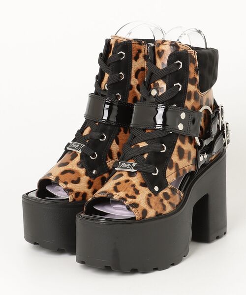 YOSUKE（ヨースケ）の「ヨースケYOSUKE ウィメンズ厚底 レースアップオープントゥヒールアップリングブーツサンダル2605021（サンダル・レディース・ホワイト/レオパード/クリアブラック/ブラック・M/L/LL）」の4枚目の写真