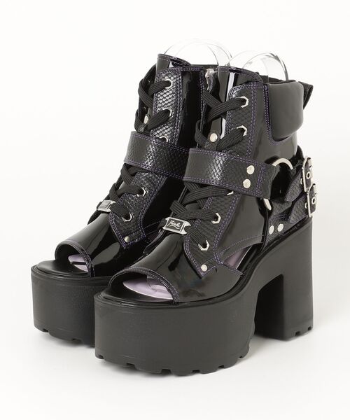 YOSUKE（ヨースケ）の「ヨースケYOSUKE ウィメンズ厚底 レースアップオープントゥヒールアップリングブーツサンダル2605021（サンダル・レディース・ホワイト/レオパード/クリアブラック/ブラック・M/L/LL）」の3枚目の写真