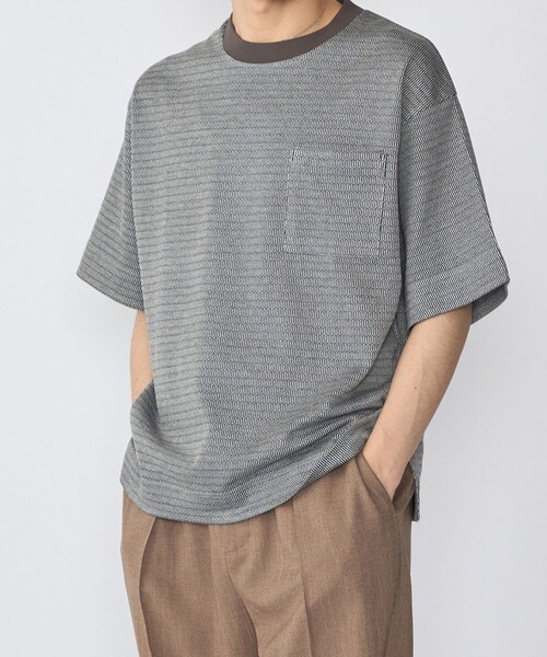 SHIPS（シップス）の「SHIPS: ジオメトリック リラックス ポケット Tシャツ（Tシャツ/カットソー・メンズ・キャメル/ホワイト/ネイビー/チャコールグレー・LARGE/MEDIUM/SMALL）」の3枚目の写真
