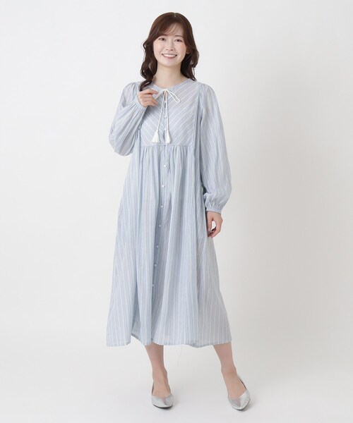 one'sterrace(ワンズテラス)の「ボイル前開き カフタンワンピース(ワンピース・レディース・ブルー系その他7/サックスブルー系8・02)」の1枚目の写真