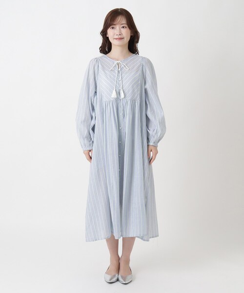 one'sterrace(ワンズテラス)の「ボイル前開き カフタンワンピース(ワンピース・レディース・ブルー系その他7/サックスブルー系8・02)」の14枚目の写真