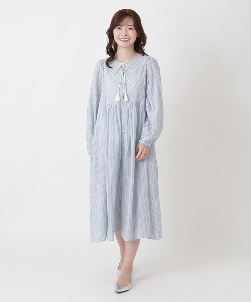 one'sterrace(ワンズテラス)の「ボイル前開き カフタンワンピース(ワンピース・レディース・ブルー系その他7/サックスブルー系8・02)」の3枚目の写真