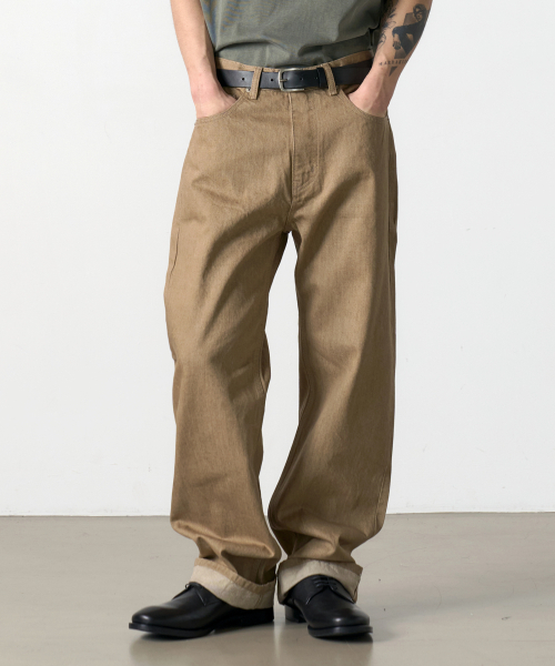 DENMADE(デンメイド)の「DEN0261 Selvedge Wide Fit (Khaki)(デニムパンツ・メンズ・その他・S/M/L/XL)」の1枚目の写真