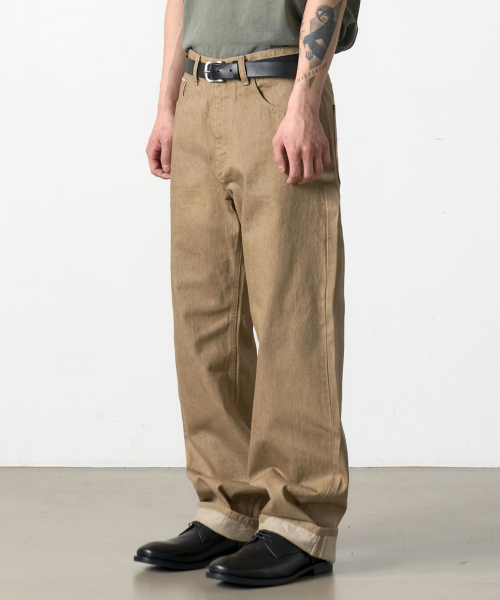 DENMADE(デンメイド)の「DEN0261 Selvedge Wide Fit (Khaki)(デニムパンツ・メンズ・その他・S/M/L/XL)」の4枚目の写真